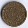 Монета 10 рейхспфеннигов. 1929 год (F), Веймарская республика.