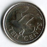 Монета 10 центов. 2005 год, Барбадос.