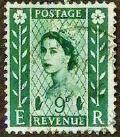Почтовая марка (9 p.). "Королева Елизавета II". 1967 год, Северная Ирландия.