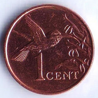 Монета 1 цент. 2011 год, Тринидад и Тобаго.