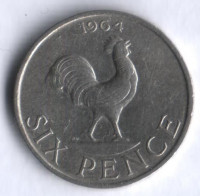 Монета 6 пенсов. 1964 год, Малави.