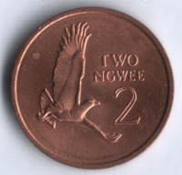Монета 2 нгве. 1982 год, Замбия.