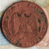 Монета 10 сантимов. 1854(BB) год, Франция.