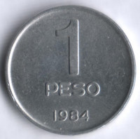 Монета 1 песо. 1984 год, Аргентина.