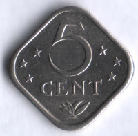 Монета 5 центов. 1975 год, Нидерландские Антильские острова.