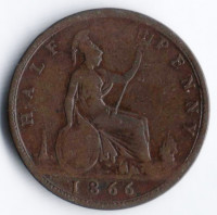 1/2 пенни. 1866 год, Великобритания.