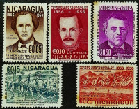 Набор марок (5 шт.). "100-летие войны 1856 года". 1956 год, Никарагуа.