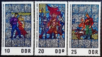 Набор марок (3 шт.). "Заксенхаузен, витражи". 1968 год, ГДР.