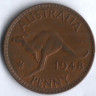 Монета 1 пенни. 1948(m) год, Австралия.