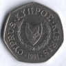 Монета 50 центов. 1991 год, Кипр.
