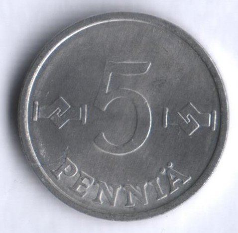 5 пенни. 1977 год, Финляндия.