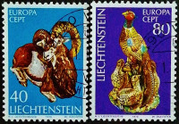 Набор почтовых марок (2 шт.). "Европа (C.E.P.T.) - Изделия ручной работы". 1976 год, Лихтенштейн.