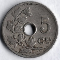 Монета 5 сантимов. 1907 год, Бельгия (Belgie).