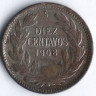 Монета 10 сентаво. 1908 год, Чили.