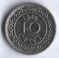 10 центов. 1989 год, Суринам.