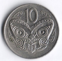 Монета 10 центов. 1989 год, Новая Зеландия.