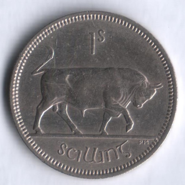 Монета 1 шиллинг. 1966 год, Ирландия.
