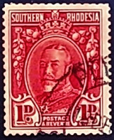 Почтовая марка (1 p.). "Король Георг V". 1935 год, Южная Родезия.