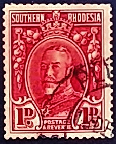 Почтовая марка (1 p.). "Король Георг V". 1935 год, Южная Родезия.