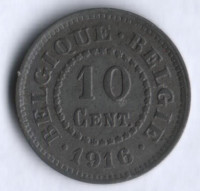 Монета 10 сантимов. ·1916· год, Бельгия.