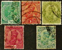 Набор почтовых марок (5 шт.). "Король Георг V". 1911 год, Британская Индия.