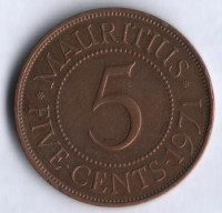 Монета 5 центов. 1971 год, Маврикий.