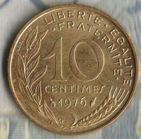 Монета 10 сантимов. 1976 год, Франция.