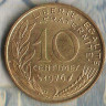 Монета 10 сантимов. 1976 год, Франция.