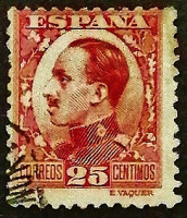 Почтовая марка (25 c.). "Король Альфонсо XIII". 1930 год, Испания.