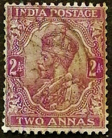 Почтовая марка (2 an.). "Король Георг V". 1911 год, Британская Индия.
