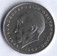 Монета 2 марки. 1971 год (J), ФРГ. Конрад Аденауэр.