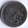 Монета 5 тойа. 2010 год, Папуа-Новая Гвинея.
