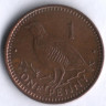 Монета 1 пенни. 1991(AA) год, Гибралтар.