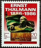 Марка почтовая. "Памятник Тельману". 1986 год, ГДР.