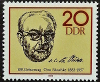 Марка почтовая. "Отто Нушке". 1983 год, ГДР.