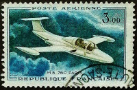 Почтовая марка. "Morane Saulnier MS 760". 1960 год, Франция.