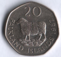 20 пенсов. 1987 год, Фолклендские острова.