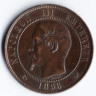 Монета 10 сантимов. 1856(W) год, Франция.