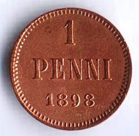 Монета 1 пенни. 1898 год, Великое Княжество Финляндское.