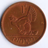 Монета 1 пенни. 1950 год, Ирландия.