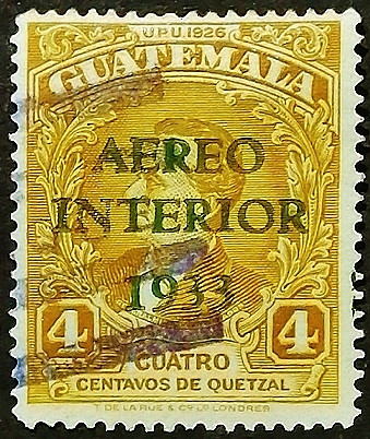 Почтовая марка (4 c.). "Мигель Гарсия Гранадос". 1933 год, Гватемала.