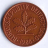 Монета 2 пфеннига. 1988(G) год, ФРГ.