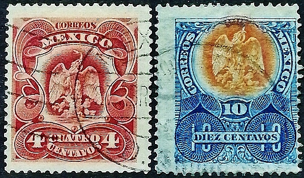 Набор почтовых марок (2 шт.). "Герб". 1903 год, Мексика.