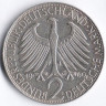 Монета 2 марки. 1960(J) год, ФРГ. Макс Планк.