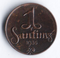 Монета 1 сантим. 1935 год, Латвия.