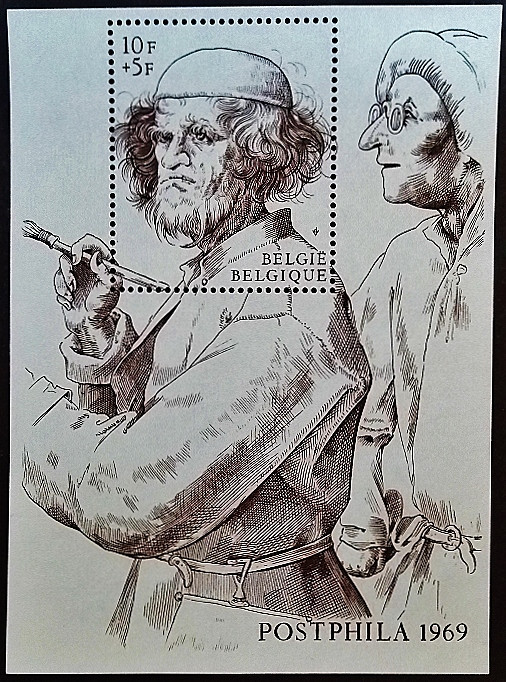 Мини-блок. «Художник и знаток» - Питер Брейгель Старший. 1969 год, Бельгия.