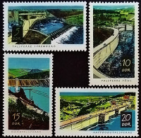 Набор марок (4 шт.). "Плотины". 1968 год, ГДР.