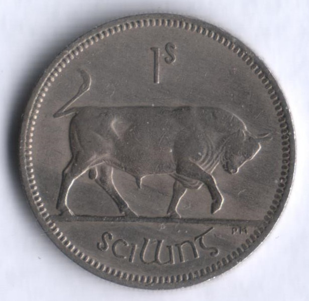Монета 1 шиллинг. 1963 год, Ирландия.