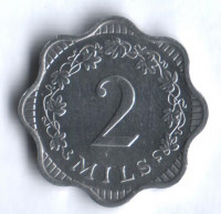 Монета 2 миля. 1972 год, Мальта.