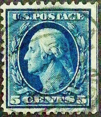 Почтовая марка (5 c.). "Джордж Вашингтон". 1912 год, США.